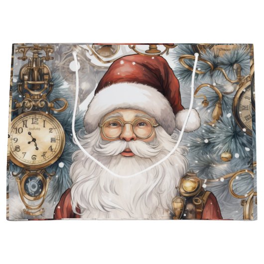 Steampunk Sinterklaas Klok Werk en Sneeuwbomen Groot Cadeauzakje (Voorkant)
