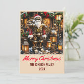 Steampunk Sinterklaas - Vrolijk Kerstfeest Feestdagenkaart (Staand voorkant)