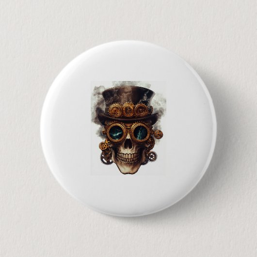 Steampunk Skull Engine Ronde Button 5,7 Cm (Voorkant)