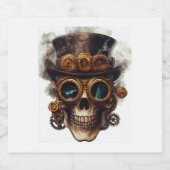 Steampunk Skull Engine Sparkling Wijnetiket (Enkel label)