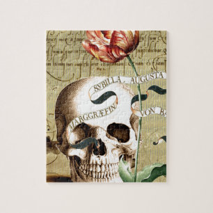 Steampunk Skull Floral die Halloween schrijft Legpuzzel