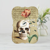 Steampunk Skull Floral Halloween Uitnodigingen (Staand voorkant)
