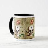 Steampunk Skull Floral Schrijven Halloween Mok (Voorkant links)