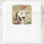 Steampunk Skull Floral Schrijven Halloween Sticker (Tas)