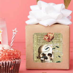 Steampunk Skull Floral Schrijven Halloween Sticker