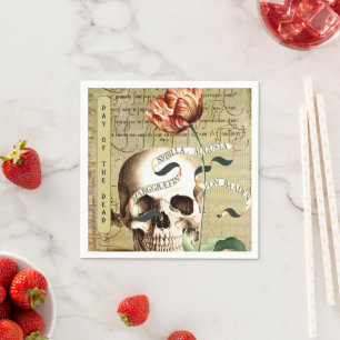 Steampunk Skull Floral Schrijven Halloween Sticker Servet