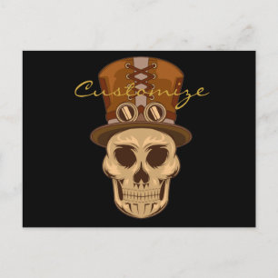 Steampunk Skull in Top Hat Thunder_Cove Briefkaart