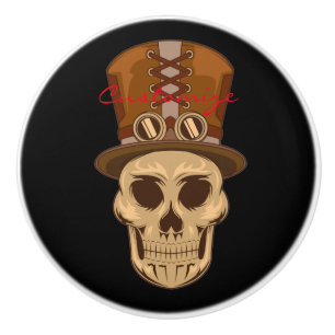 Steampunk Skull in Top Hat Thunder_Cove Keramische Knop