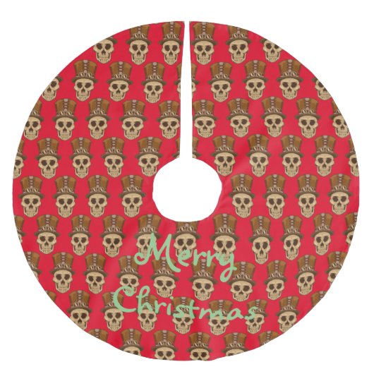 Steampunk Skull in Top Hat Thunder_Cove Kerstboom Rok (Voorkant)