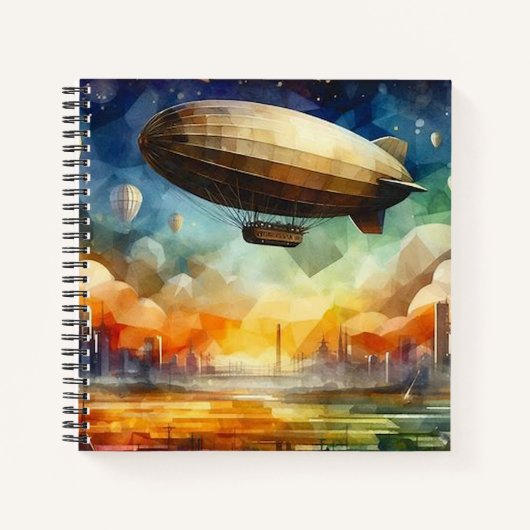Steampunk Skyline avec Zeppelin Spiral Carnet (Devant)