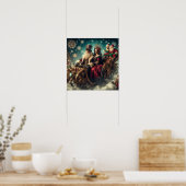 Steampunk slee ~ Kerstman met vrouw en elfen 03 XX Poster (Keuken)