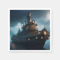 Steampunk sleepboot op een bewolkte dag muismat