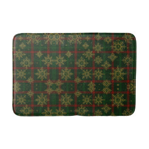 Steampunk Sneeuwvlok Rood en Groene Tartan Badmat