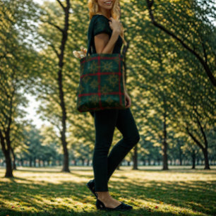 Steampunk Sneeuwvlok Rood en Groene Tartan Draagtas