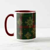 Steampunk Sneeuwvlok Rood en Groene Tartan Mok (Links)