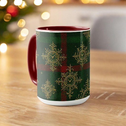 Steampunk Sneeuwvlok Rood en Groene Tartan Mok