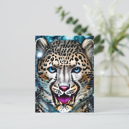 Steampunk Snow Leopard Briefkaart (Staand voorkant)