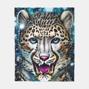Steampunk Snow Leopard Fleece Deken