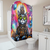 Steampunk Space Cat I Douchegordijn (In situ)