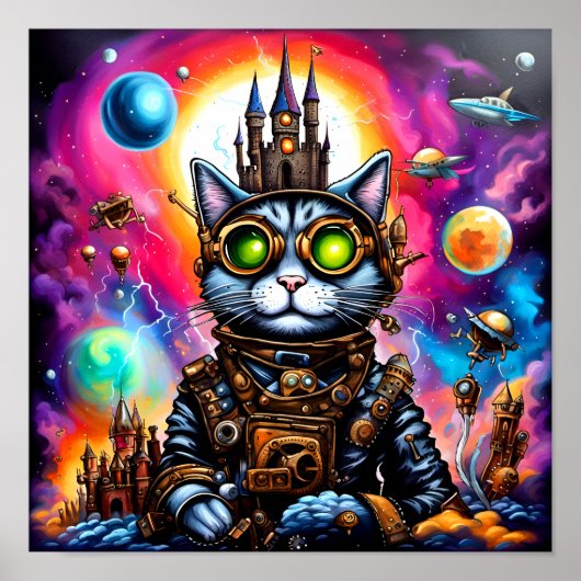 Steampunk Space Cat I Poster (Voorkant)