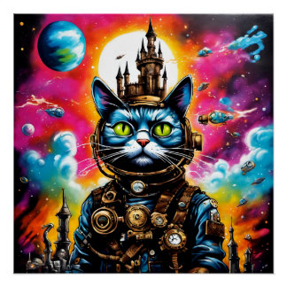 Steampunk Space Cat II Perfect Poster