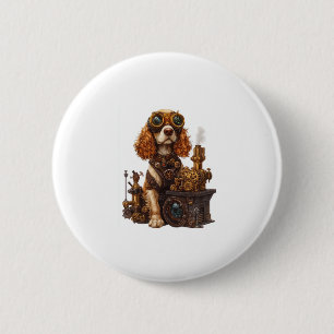 Steampunk Spaniel � Victoraanse Hond Uitvinder Ronde Button 5,7 Cm