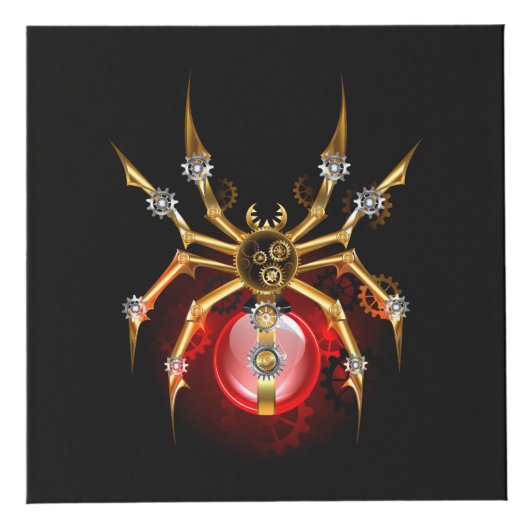Steampunk spider on black kubus (Voorkant)