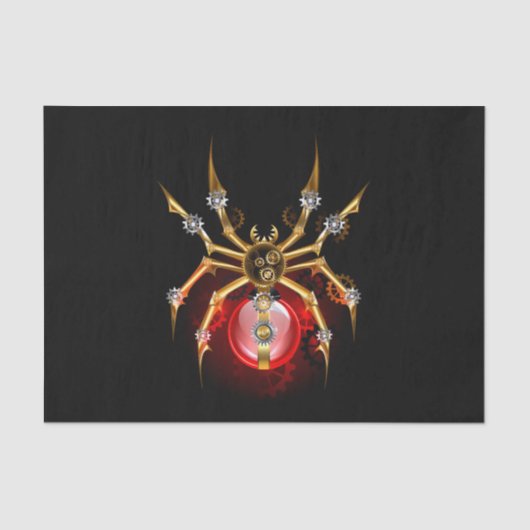 Steampunk spider on black tissuepapier (Voorkant)
