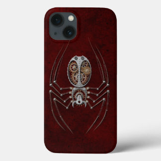 Steampunk Spider on Deep Red iPhone 13 Hoesje
