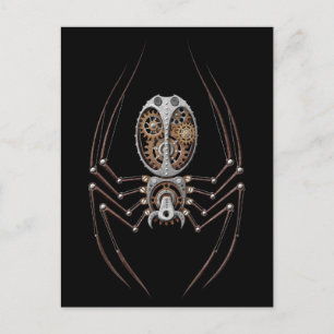 Steampunk Spider op Black Briefkaart
