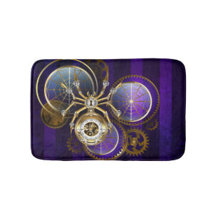 Steampunk Spider op Paarse achtergrond Badmat