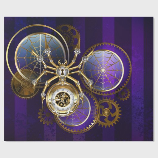 Steampunk Spider op Paarse achtergrond Cadeaupapier (Vlak)