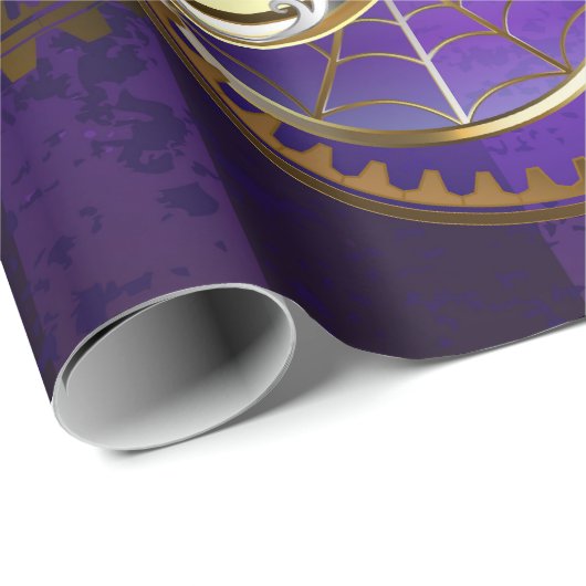Steampunk Spider op Paarse achtergrond Cadeaupapier (Rol Hoek)