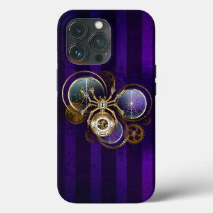 Steampunk Spider op Paarse achtergrond iPhone 13 Pro Hoesje