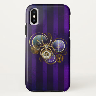 Steampunk Spider op Paarse achtergrond iPhone XS Hoesje