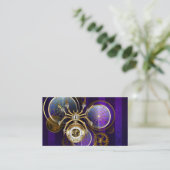 Steampunk Spider op Paarse achtergrond Contactkaartje (Staand voorkant)