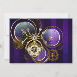 Steampunk Spider op Paarse achtergrond Feestdagenkaart