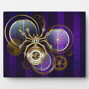 Steampunk Spider op Paarse achtergrond Fotoplaat