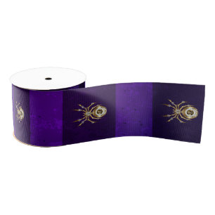 Steampunk Spider op Paarse achtergrond Grosgrain Lint