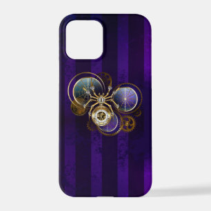 Steampunk Spider op Paarse achtergrond iPhone 12 Pro Hoesje