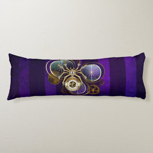 Steampunk Spider op Paarse achtergrond Lichaamskussen (Voorkant)