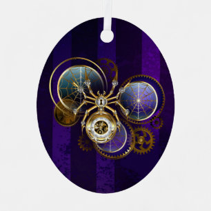 Steampunk Spider op Paarse achtergrond Metalen Ornament