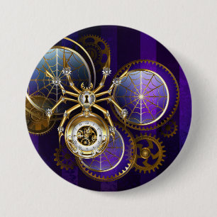 Steampunk Spider op Paarse achtergrond Ronde Button 7,6 Cm