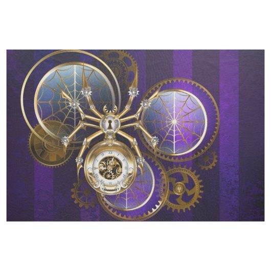Steampunk Spider op Paarse achtergrond Stof (Yard (91,4 cm))