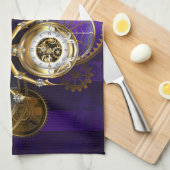 Steampunk Spider op Paarse achtergrond Theedoek (Quarter Fold)