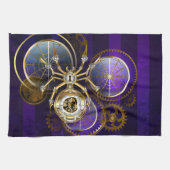 Steampunk Spider op Paarse achtergrond Theedoek (Horizontaal)