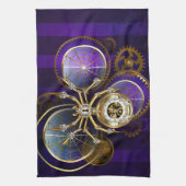 Steampunk Spider op Paarse achtergrond Theedoek (Verticaal)