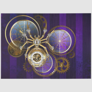 Steampunk Spider op Paarse achtergrond Tissuepapier