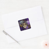 Steampunk Spider op Paarse achtergrond Vierkante Sticker (Envelop)