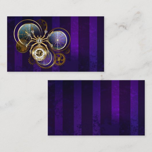Steampunk Spider op Paarse achtergrond Visitekaartje (Voorkant / Achterkant)